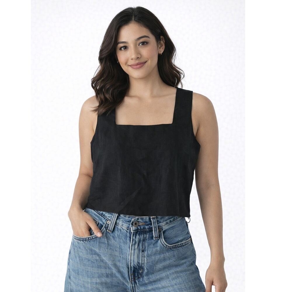 Tahari Black Square-Neck Tank Top
